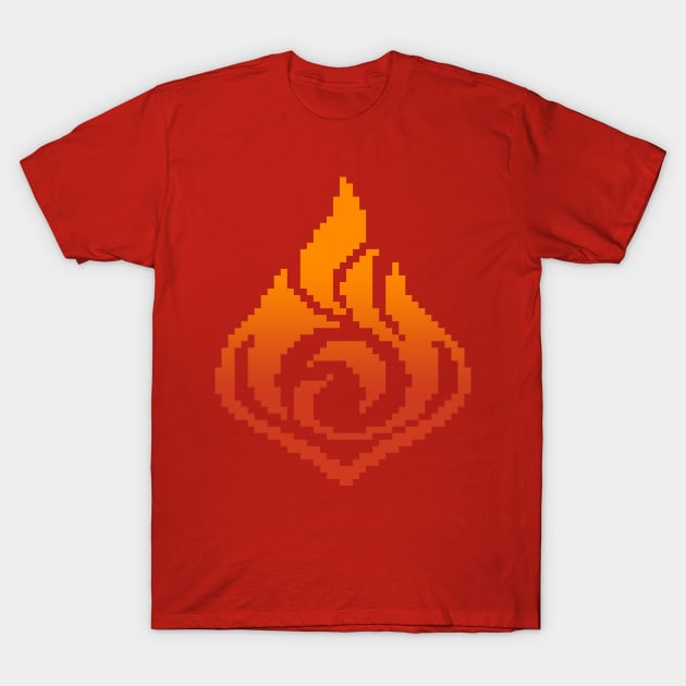 Pyro Elements Genshin Impact Pixel Art T-Shirt by grphc_dsg21